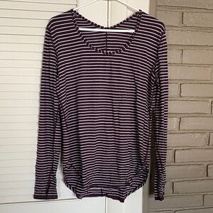 lululemon athletica Striped Long Sleeve Top - Purple and White